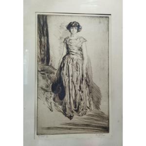 “young” Elegant” Drypoint Engraving By Georges Gobo American Artist In 1925