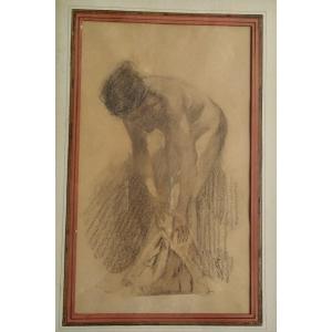 Vittorio Reggianini : " Après le bain" dessin original Vers 1900