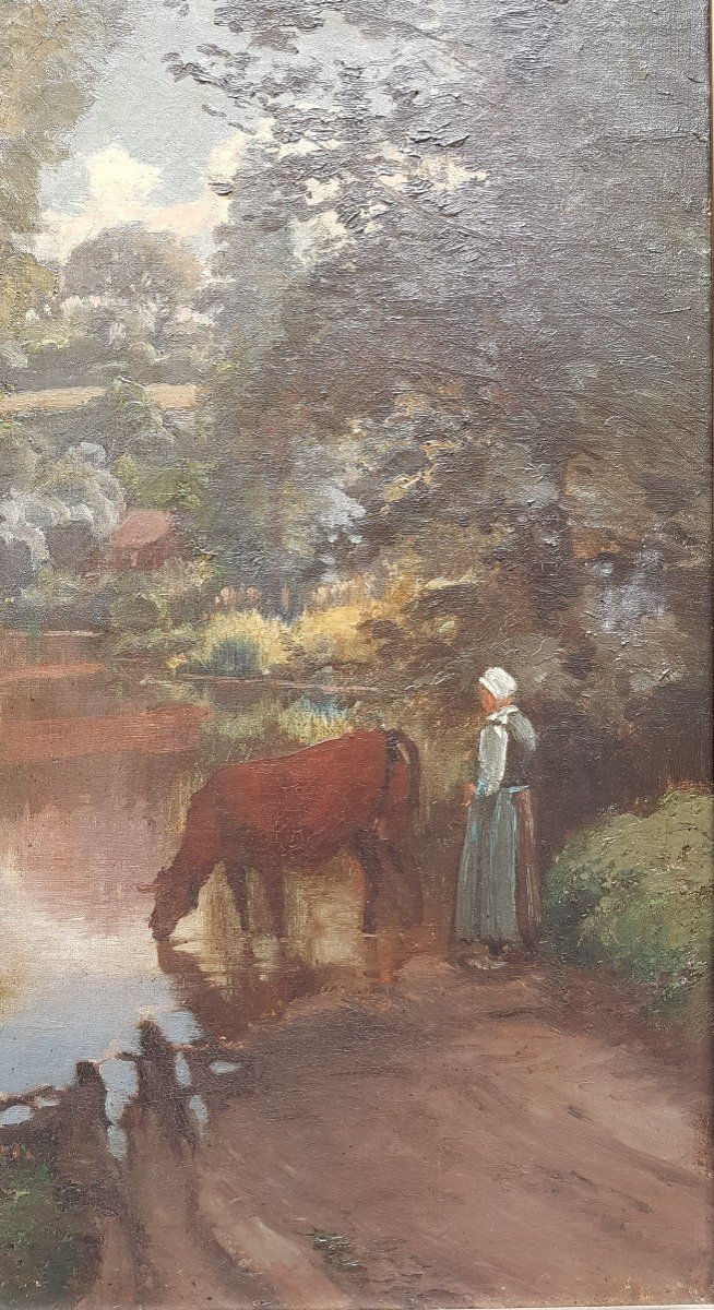 Paul Saïn (1853-1908) Peasant Woman At The River-photo-3