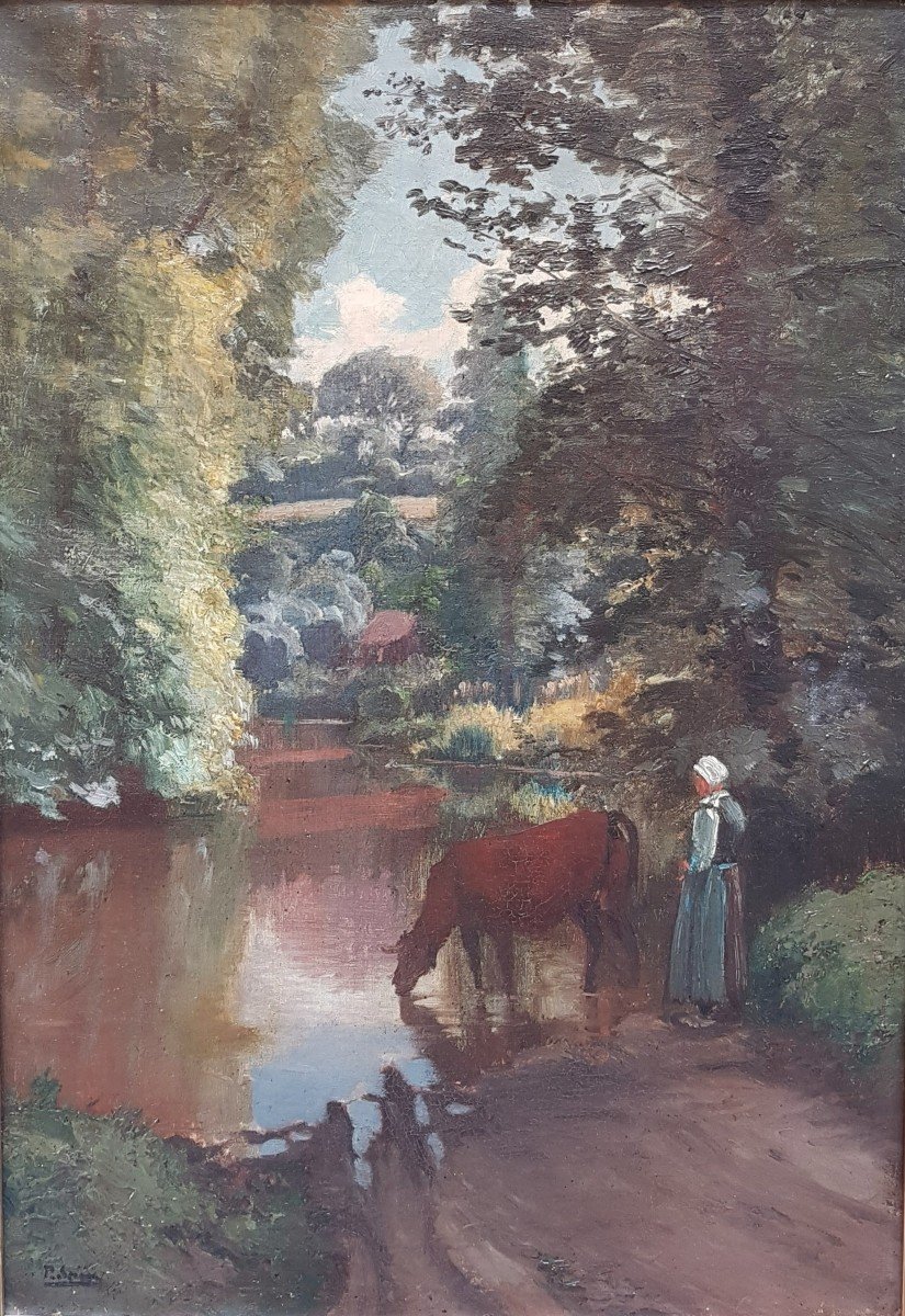 Paul Saïn (1853-1908) Peasant Woman At The River