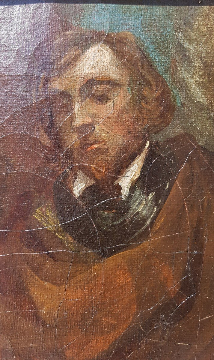 Ecole française début 19e  Portrait présumé d'Eugène Delacroix-photo-1