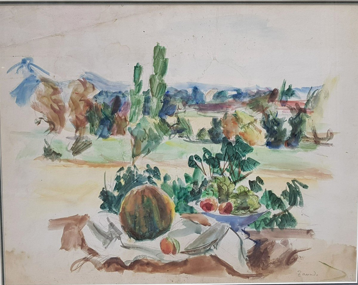 Zawado (1891-1982) Still Life In Front Of A Landscape-photo-3