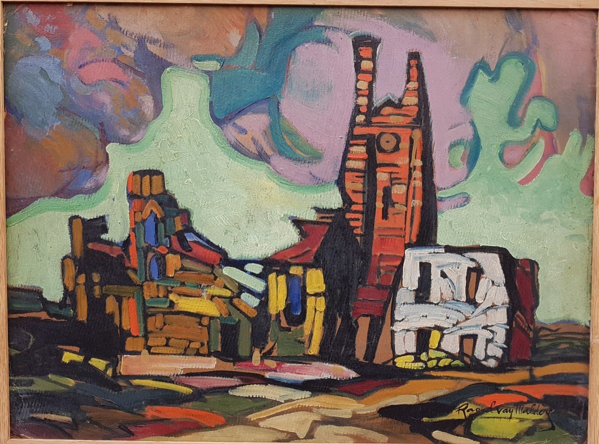 Raoul Van Maldère (1875-1947) Paysage Fauve, Ville Sur Tourbe 