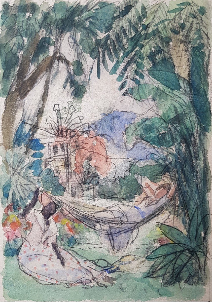 Charles-auguste Edelmann (1879-1950) The Hammock-photo-2