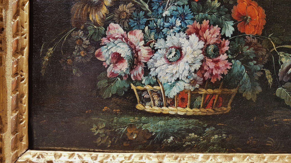 17th Century Spanish School Flower Basket-photo-1