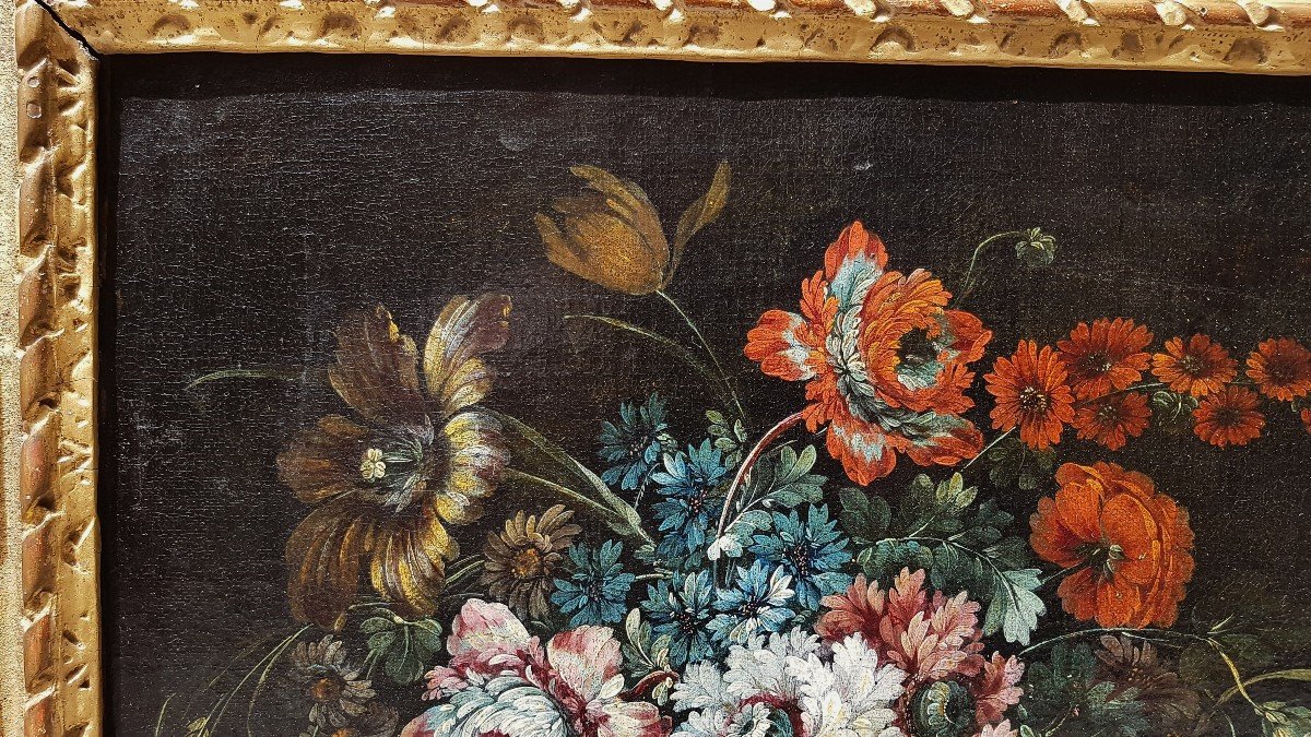17th Century Spanish School Flower Basket-photo-2