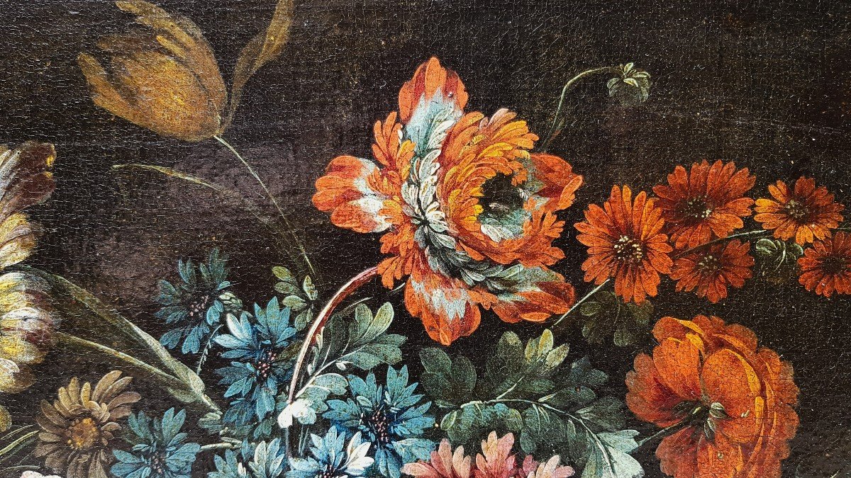 17th Century Spanish School Flower Basket-photo-3