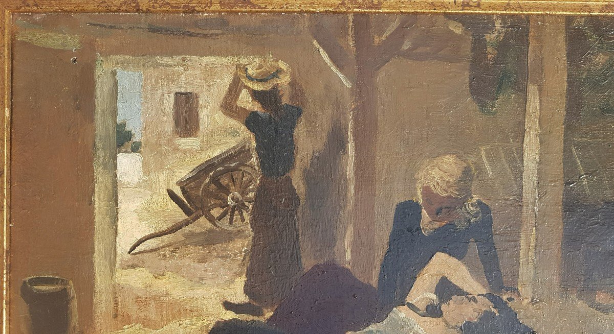 Roland Oudot (1897-1981) The Siesta In The Barn-photo-4
