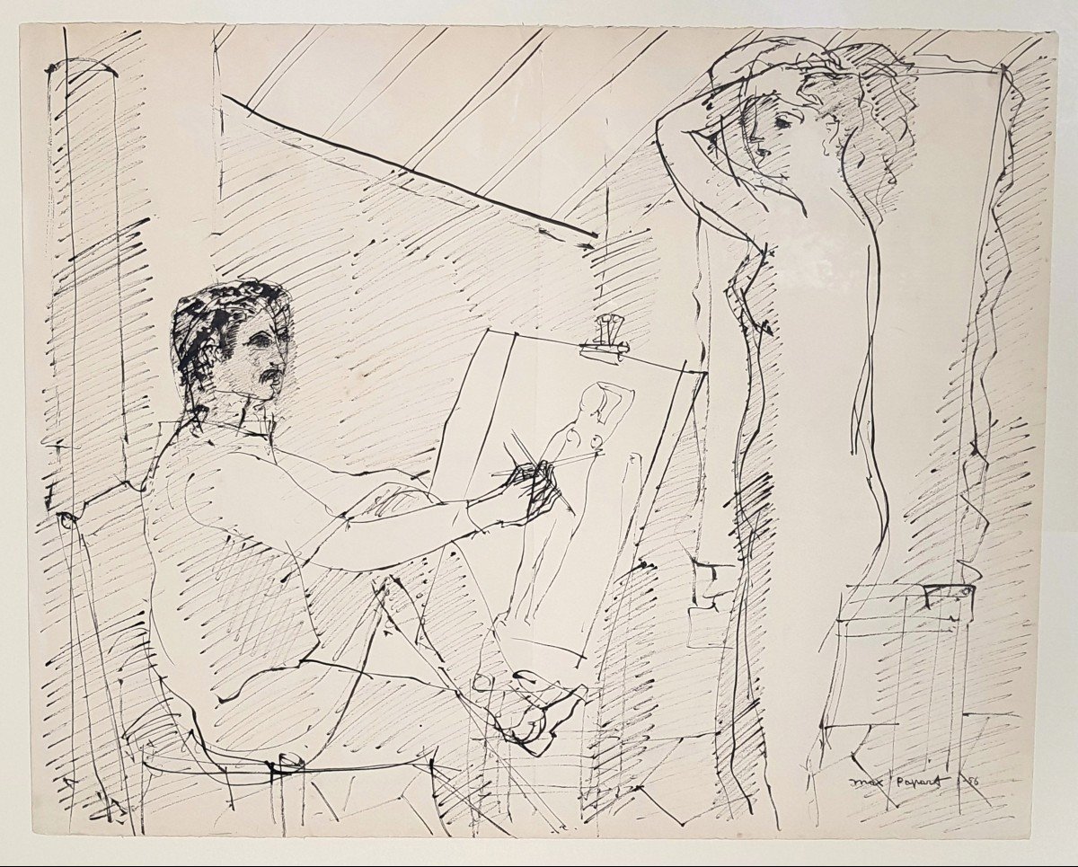   Max PAPART  (1911-1994)   Le peintre et son modèle, 1956-photo-4