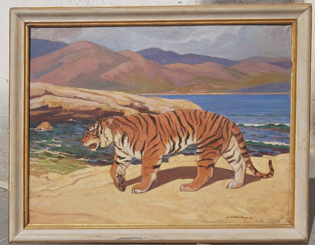 Emile Marie BEAUME  (1887-1967) Tigre marchant-photo-2