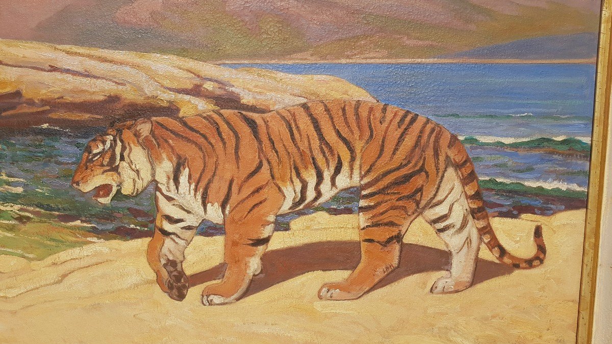 Emile Marie BEAUME  (1887-1967) Tigre marchant-photo-4