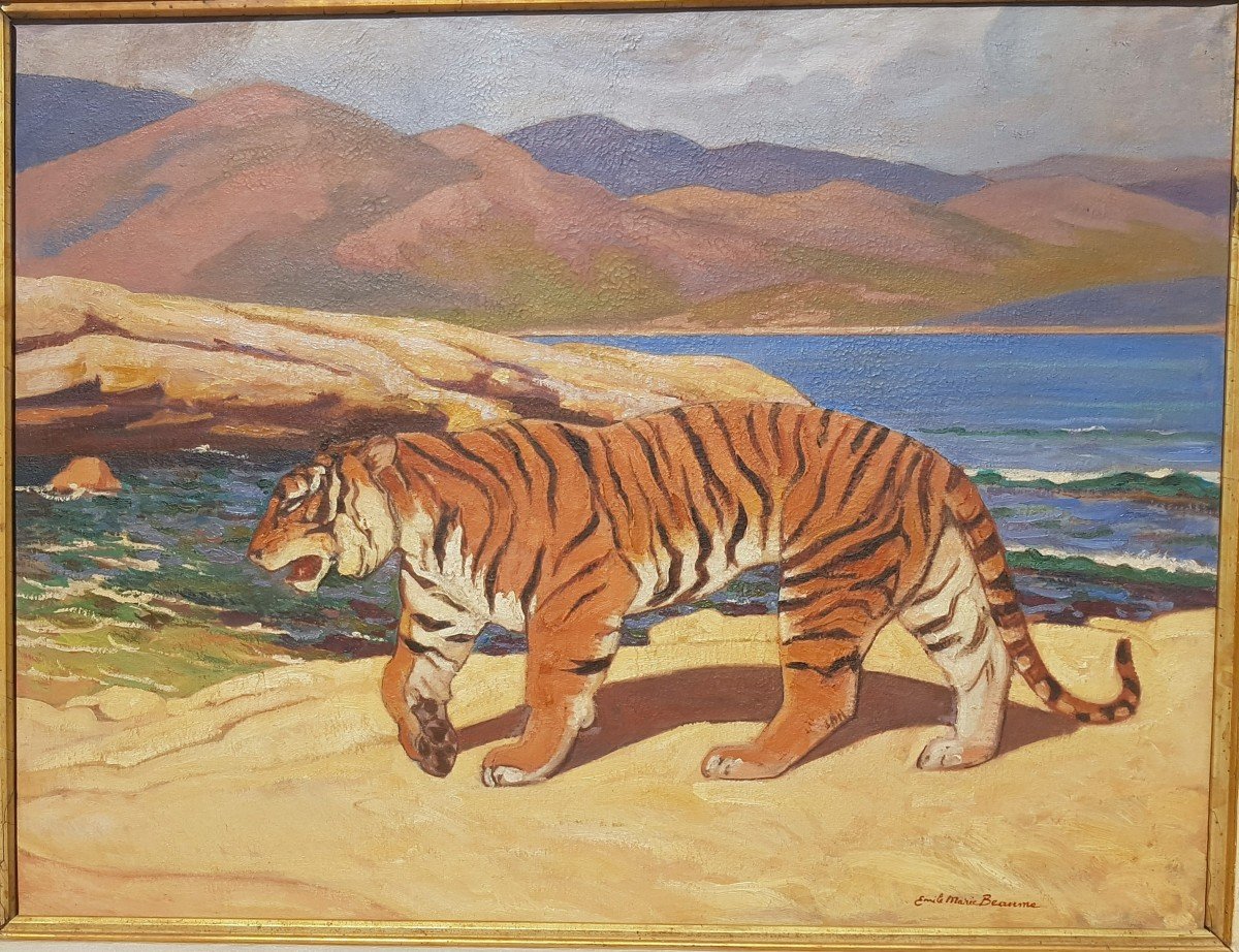 Emile Marie Beaume (1887-1967) Walking Tiger