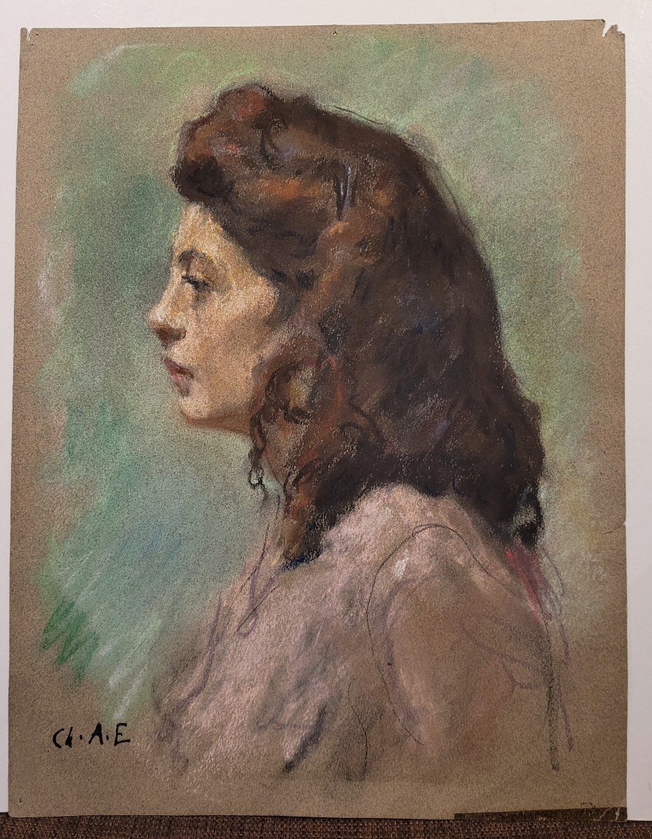 Charles-Auguste EDELMANN (1879-1950) Jeune femme de profil-photo-2