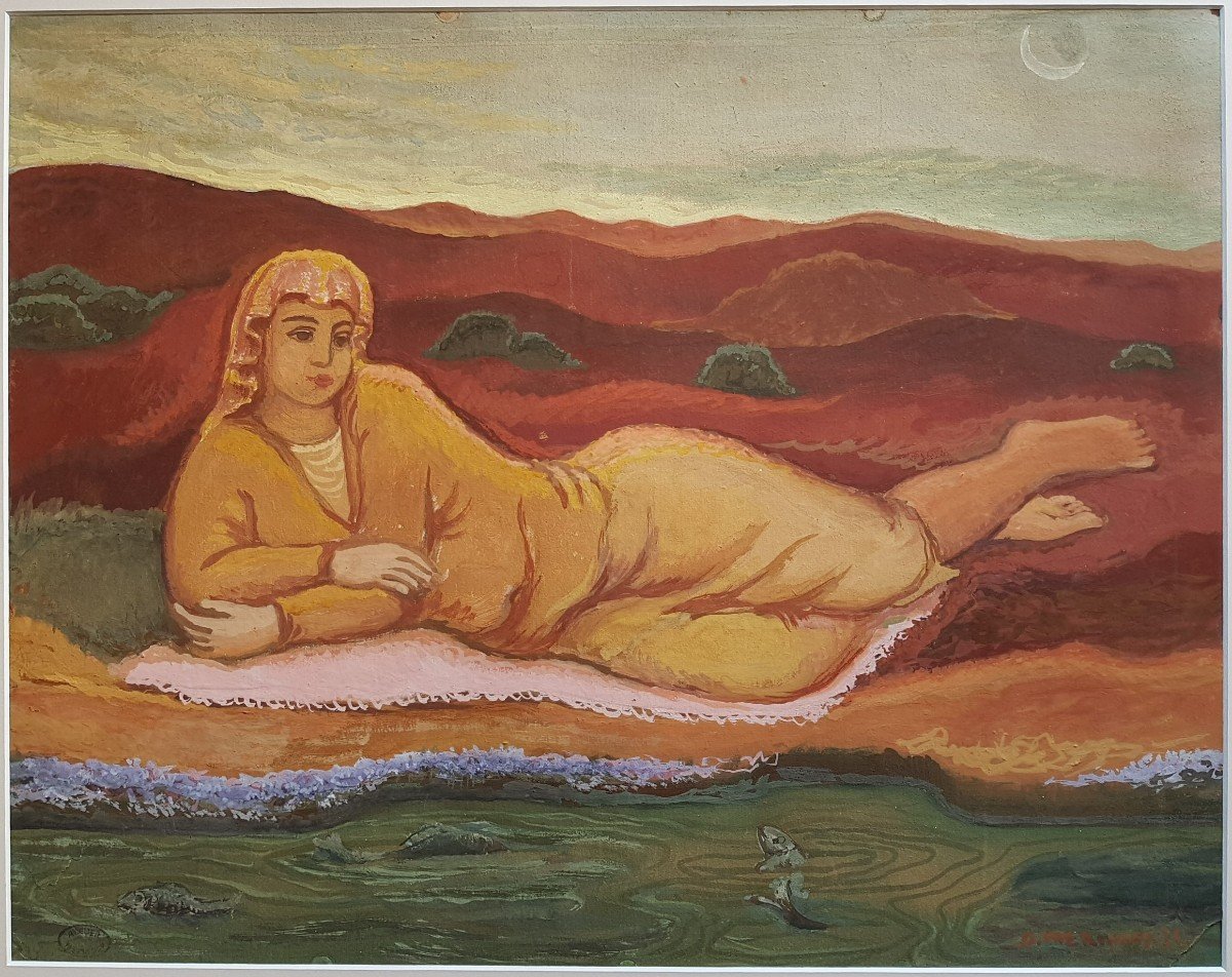 Dimitri Merinoff (1896-1971) Femme au bord de l'eau 