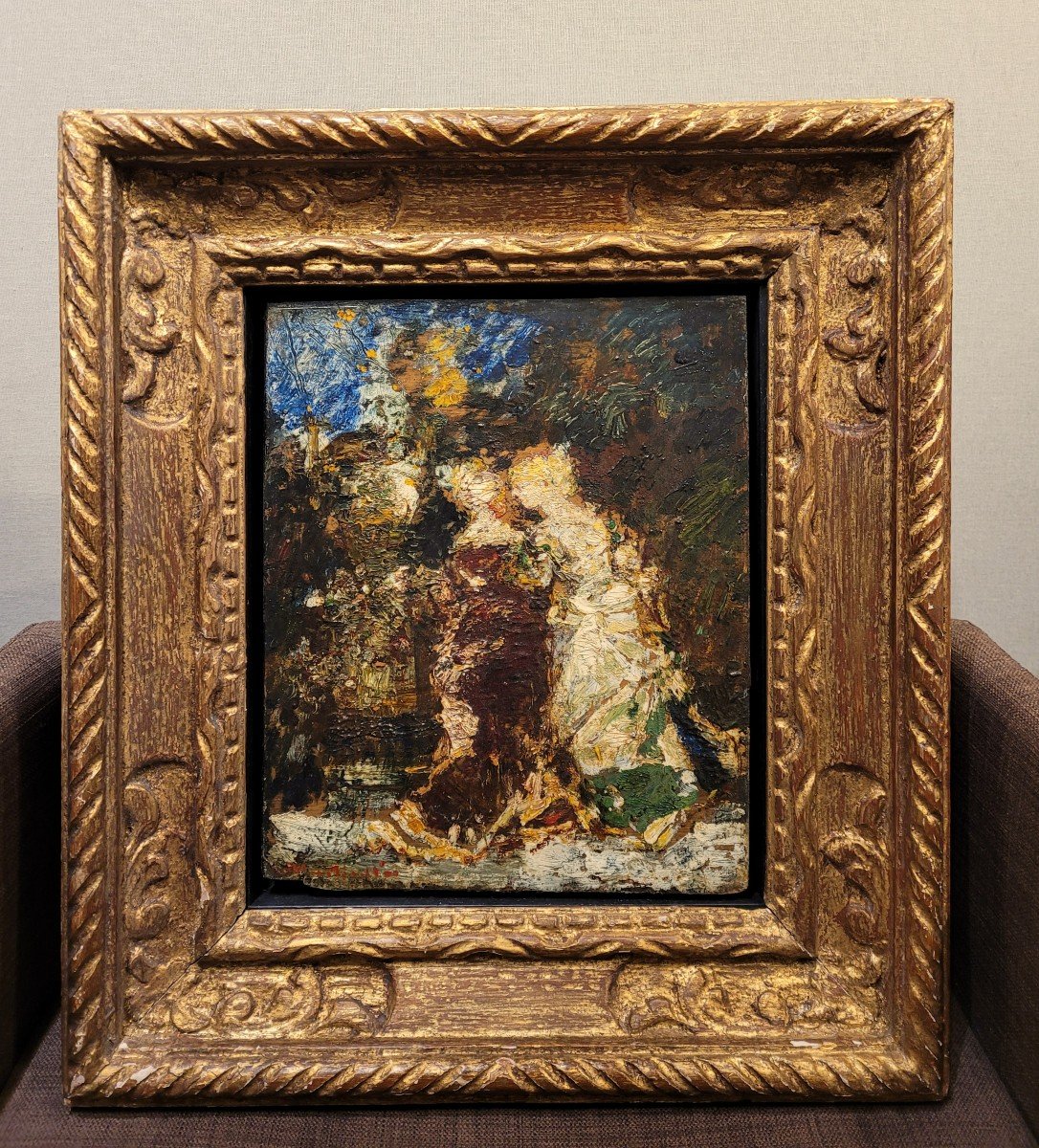  Adolphe MONTICELLI  (1824-1886)  Conversation dans le parc-photo-2