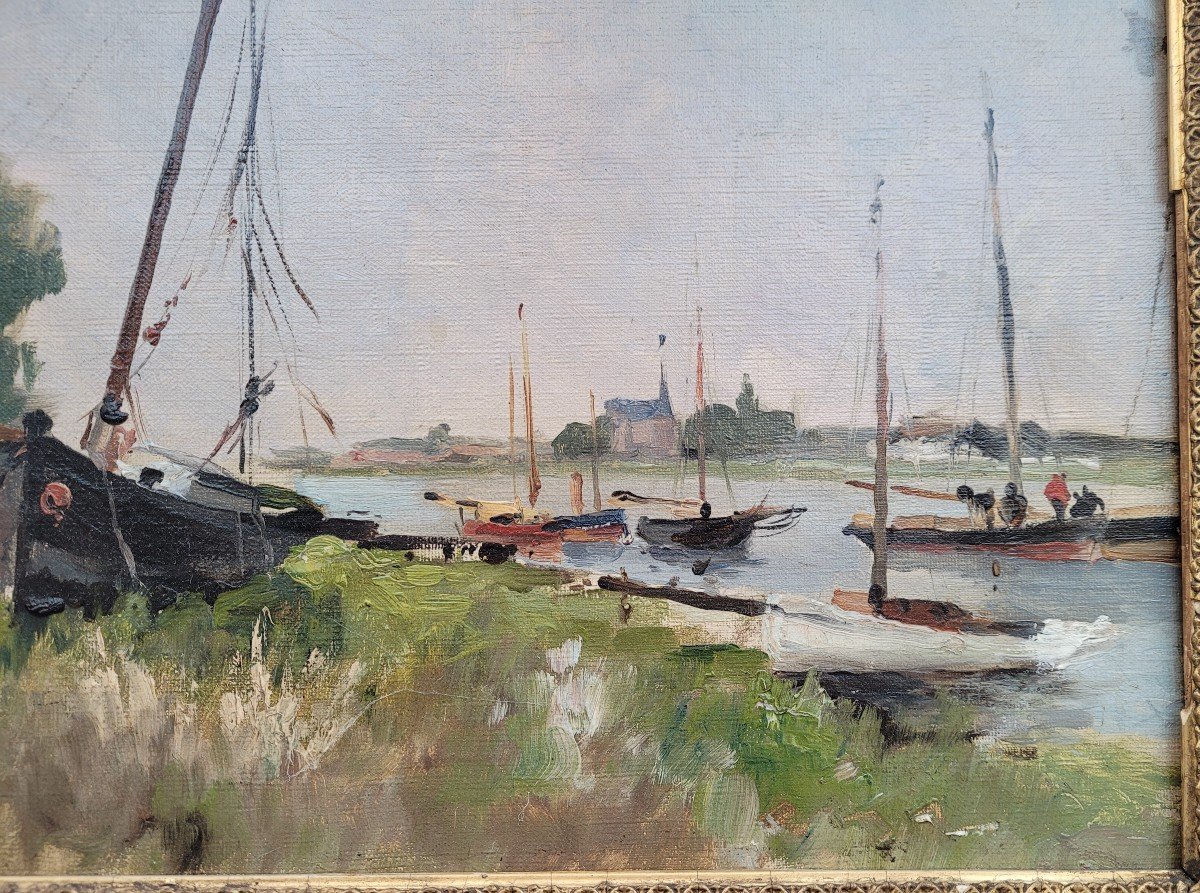 Impressionist School 19th Sailboats On The Seine-photo-1