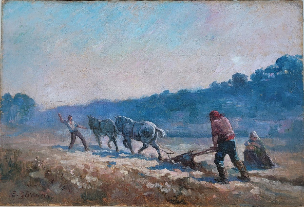 Emile Giraud (1850-1918) Plowing