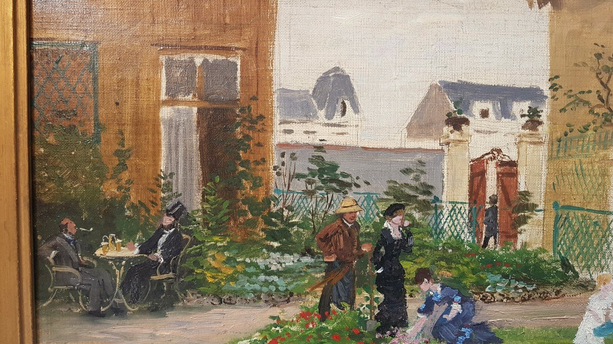 Ecole Impressionniste 19e La famille au jardin-photo-4