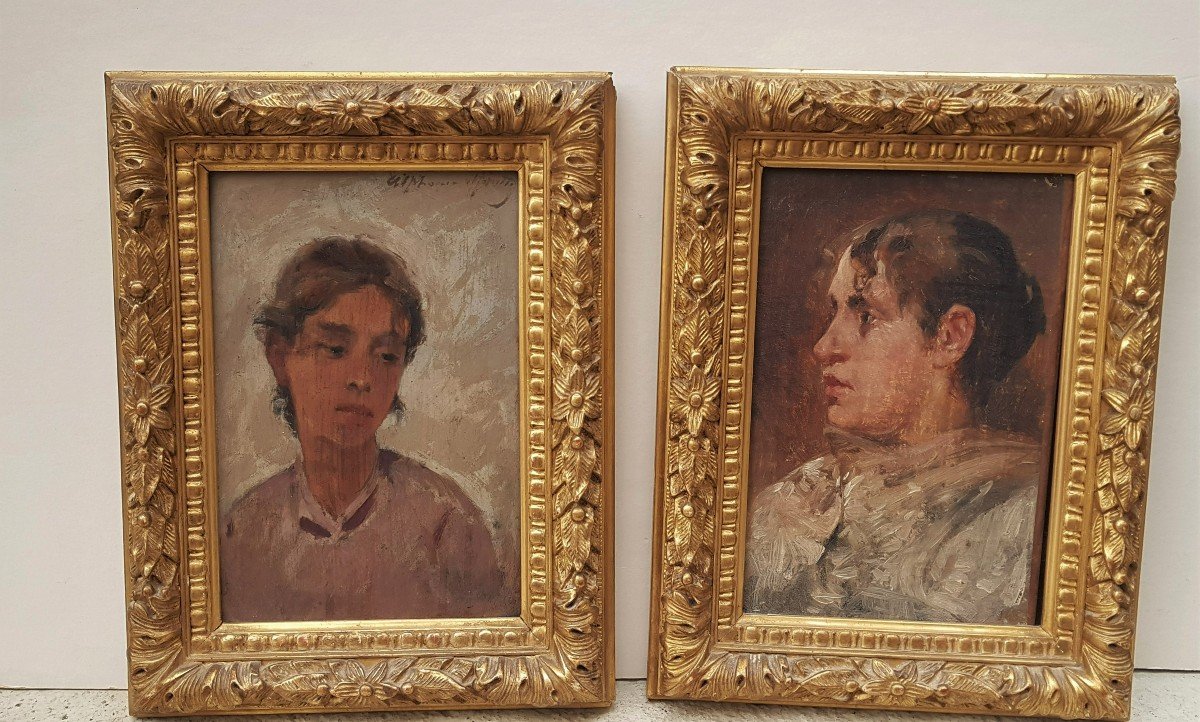Two Portraits By Alphonse Moutte (1840-1913)