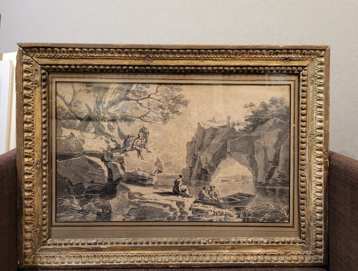 Jean Antoine Constantin d'Aix (1756-1844) Characters At The Water's Edge-photo-2