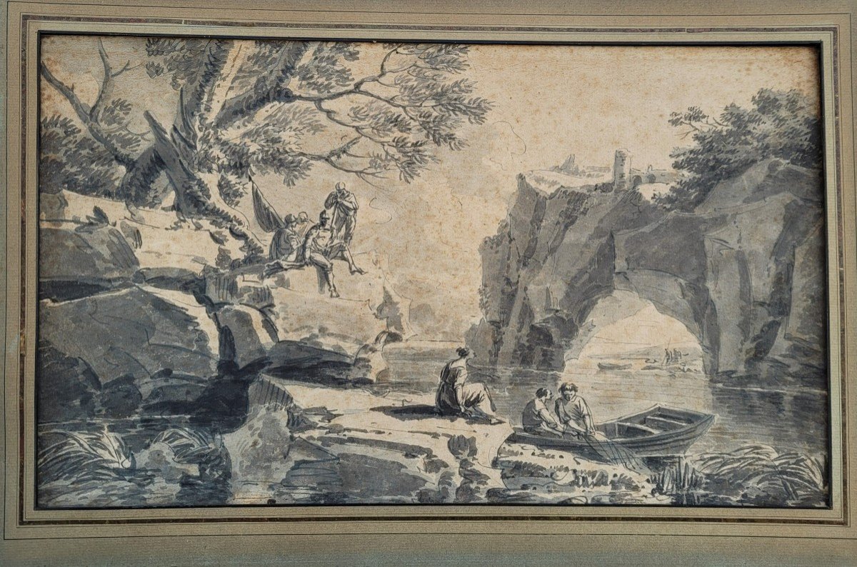 Jean Antoine Constantin d'Aix (1756-1844) Characters At The Water's Edge-photo-1