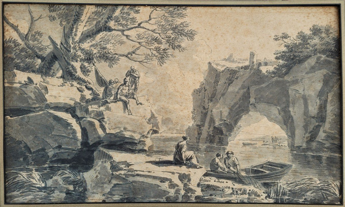 Jean Antoine Constantin d'Aix (1756-1844) Characters At The Water's Edge