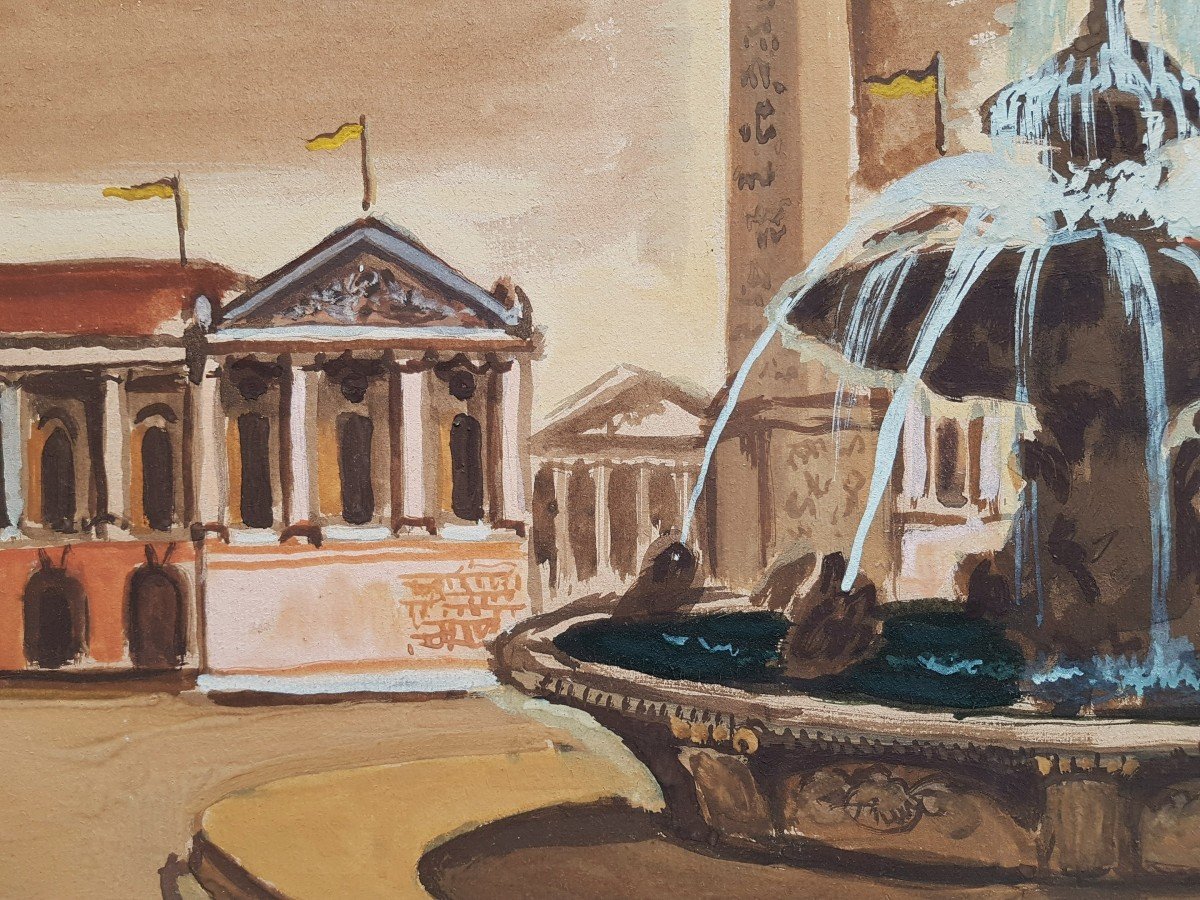 Dimitri Merinoff (1896-1971) Paris Place De La Concorde 1930-photo-2