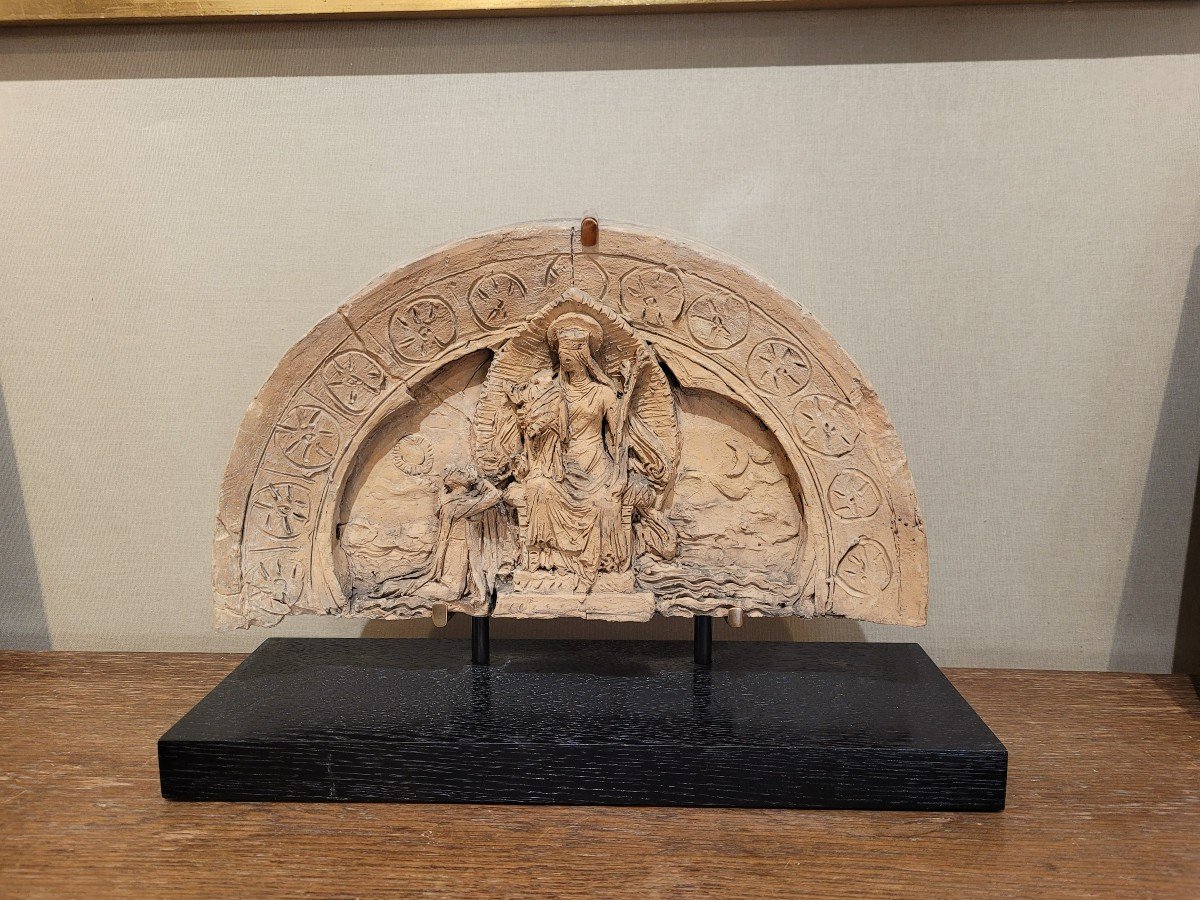  French School 19th Virgin And Child And A Saint-photo-3