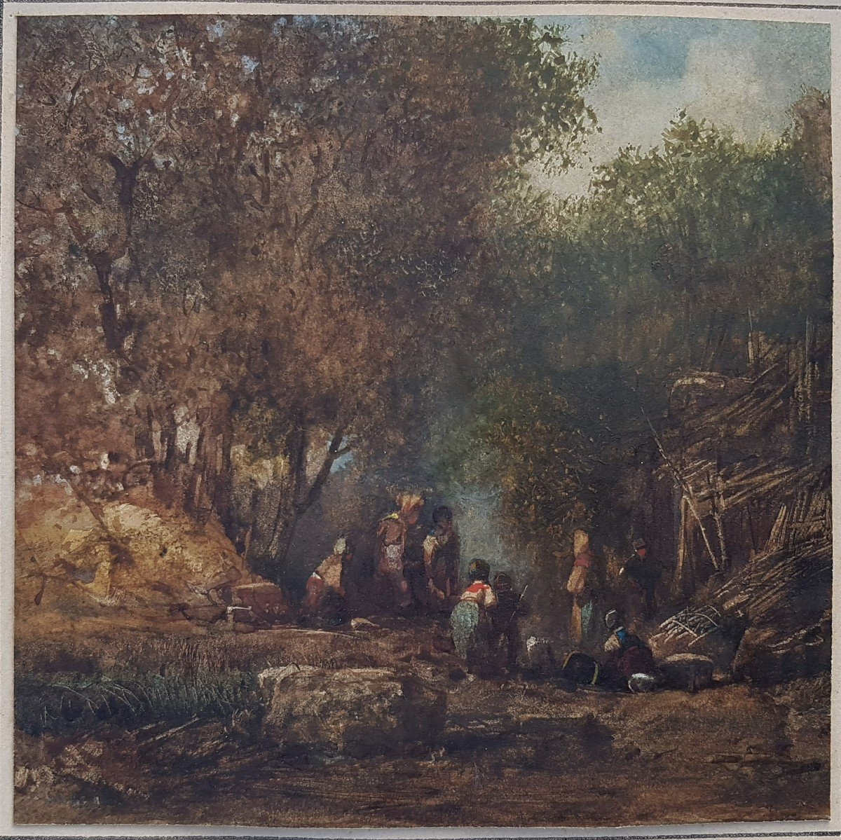 Paul Camoin (1816-1889) Peasants Near The Cabin