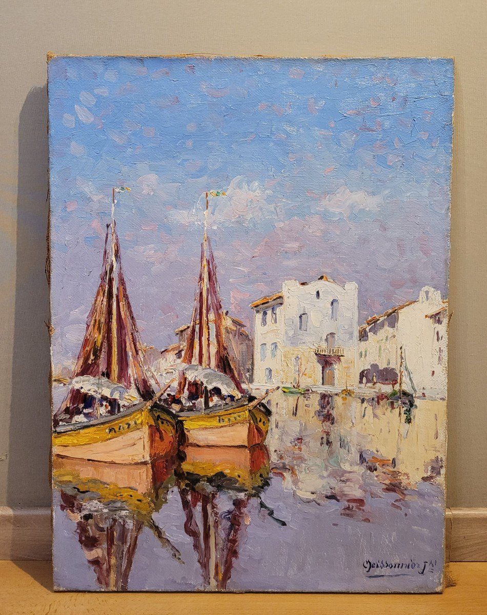 Joseph Meissonnier (1864-1943) Les bateaux &agrave; Martigues-photo-3