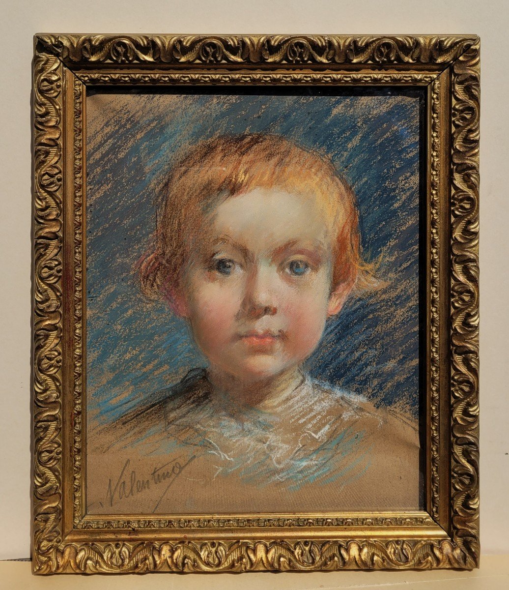 Amélie Valentino (1842-1921) Portrait Of A Child-photo-2