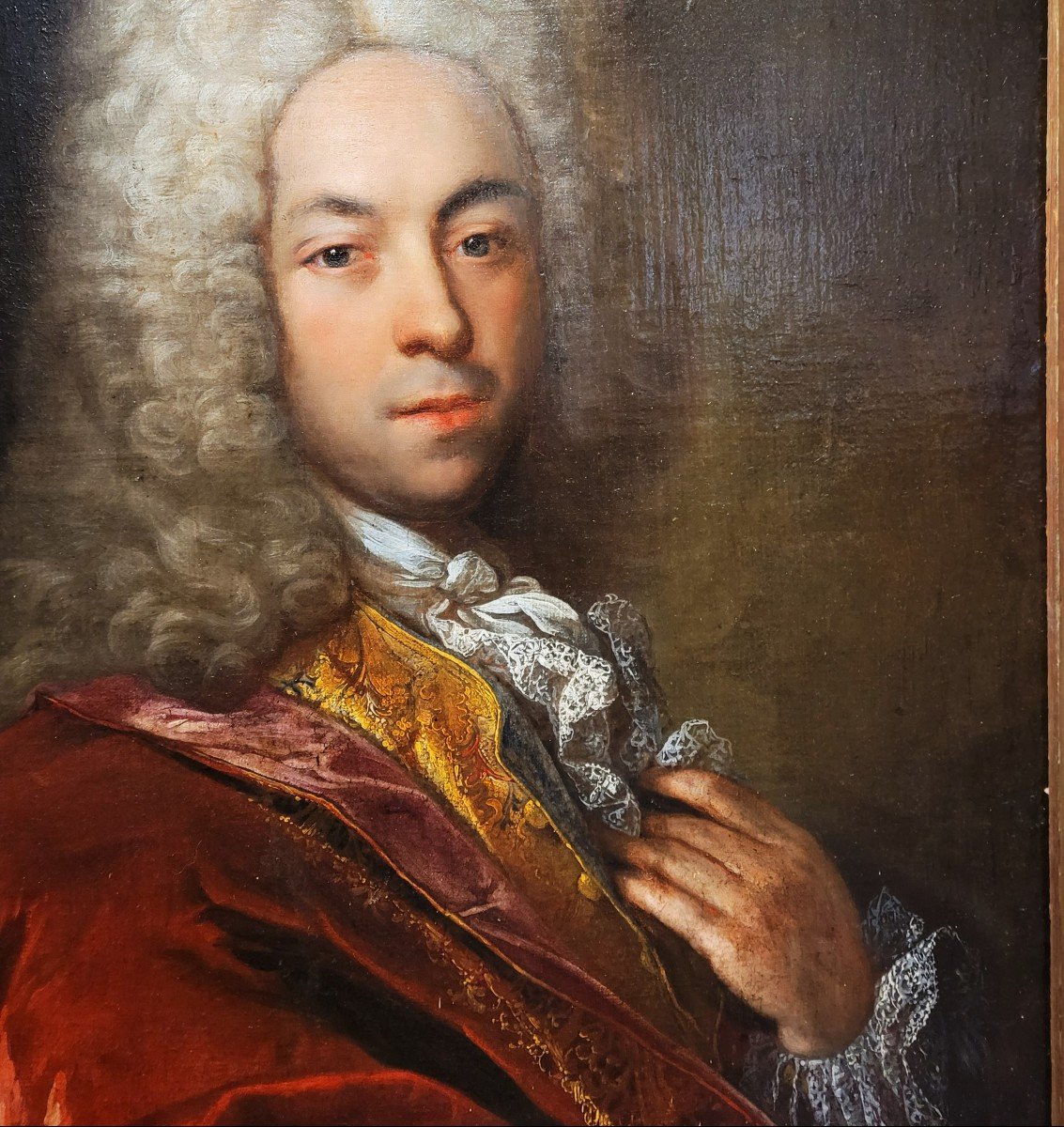 Ecole fran&ccedil;aise  d&eacute;but XVIIIe  Portrait d&#039;un Gentilhomme-photo-3