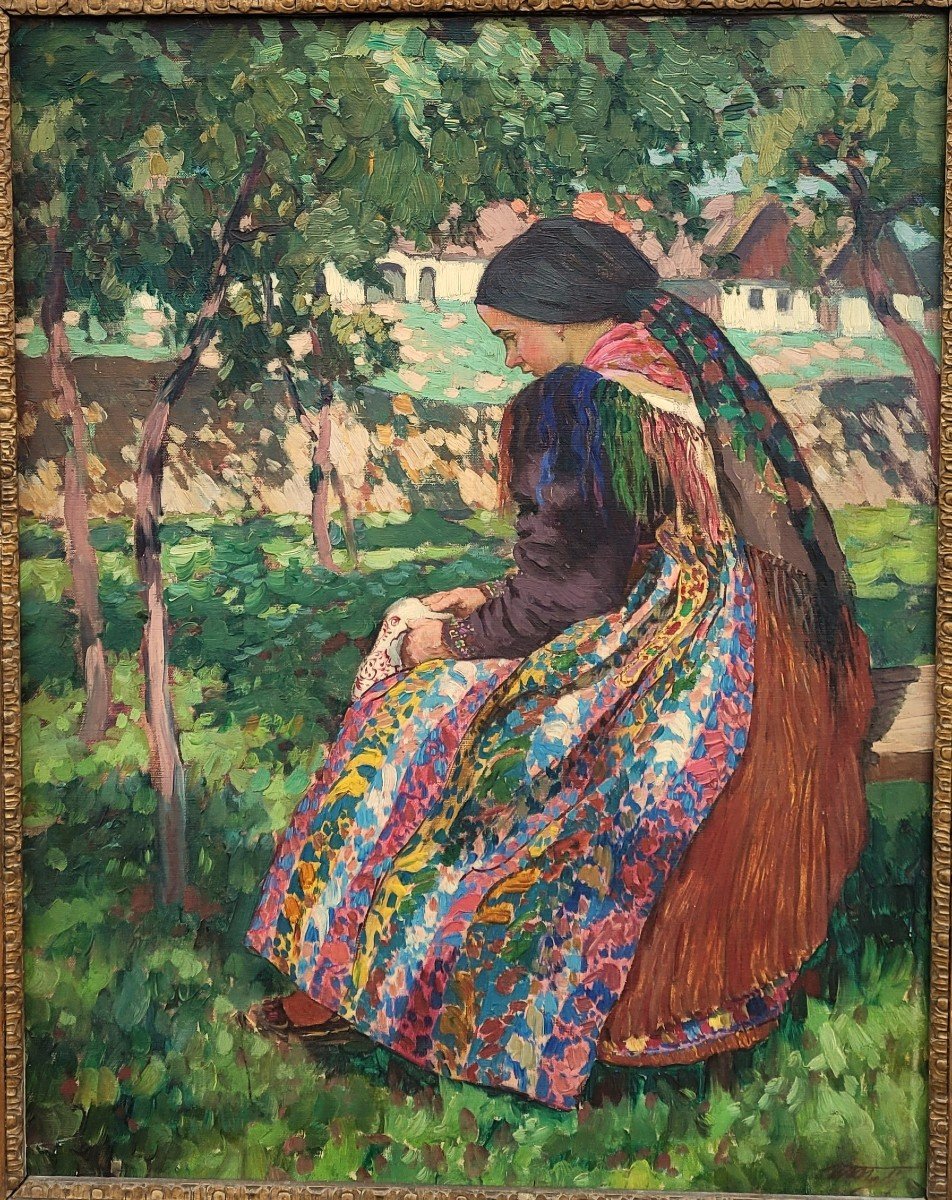 Vaclav MALY (1874-1935)  Jeune femme dans le jardin-photo-1