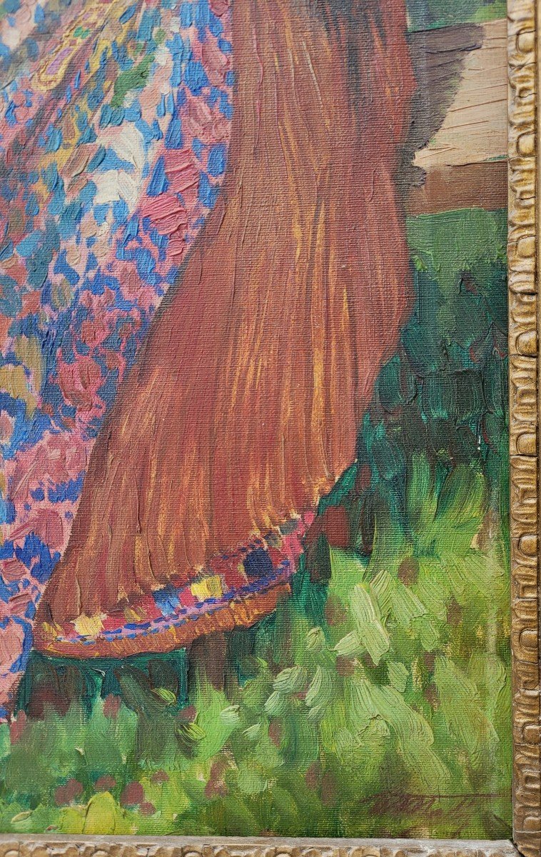 Vaclav MALY (1874-1935)  Jeune femme dans le jardin-photo-2