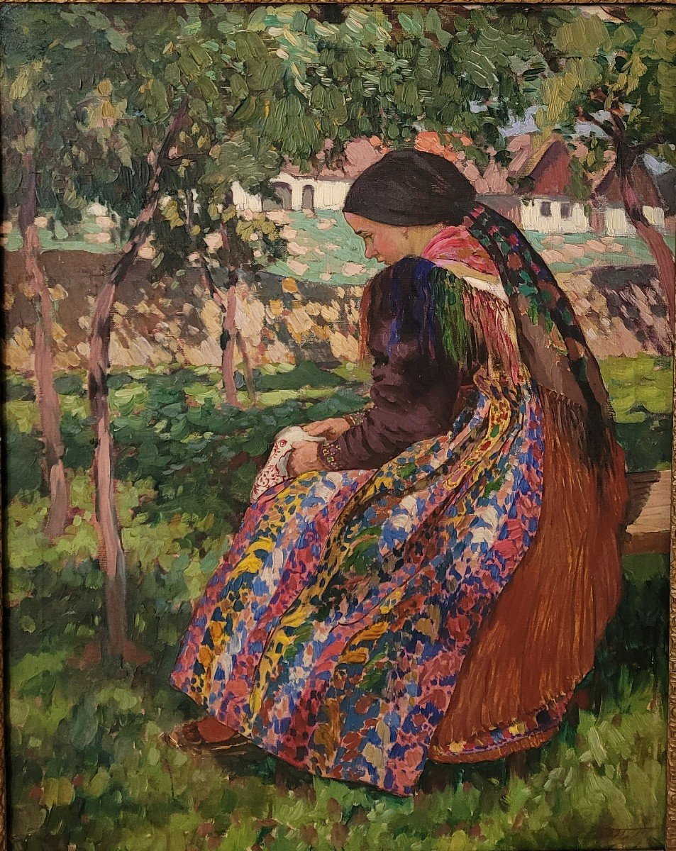 Vaclav MALY (1874-1935)  Jeune femme dans le jardin