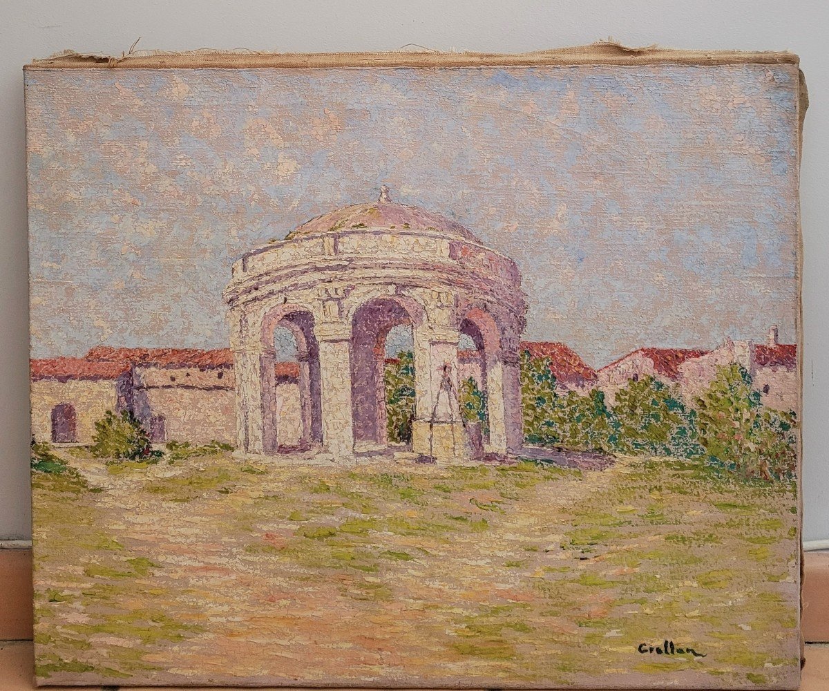 Henri Grallan (1861-1925) Villeneuve Lès Avignon, The Fountain Of The Saint-jean Cloister-photo-2