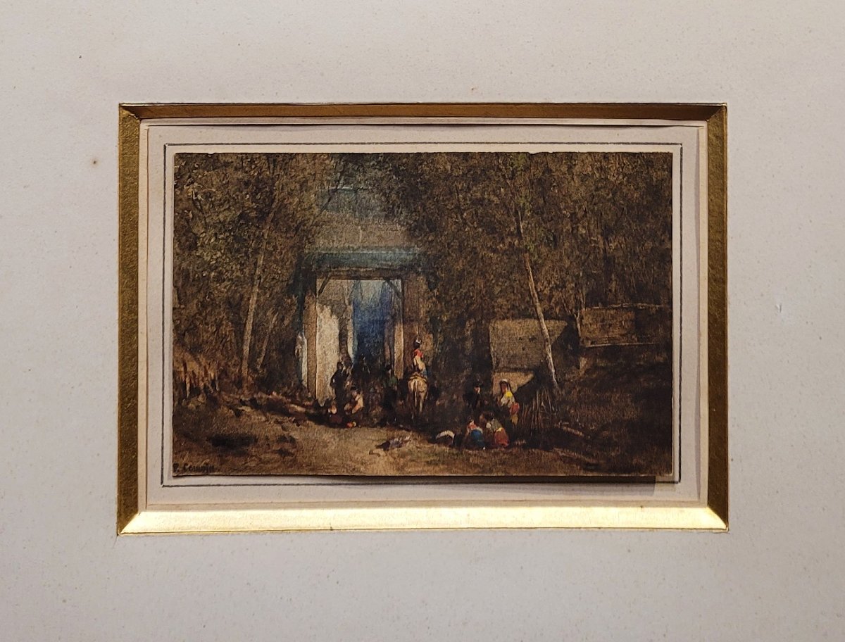 Paul Camoin (1816-1889) Figures Near The Bridge-photo-2