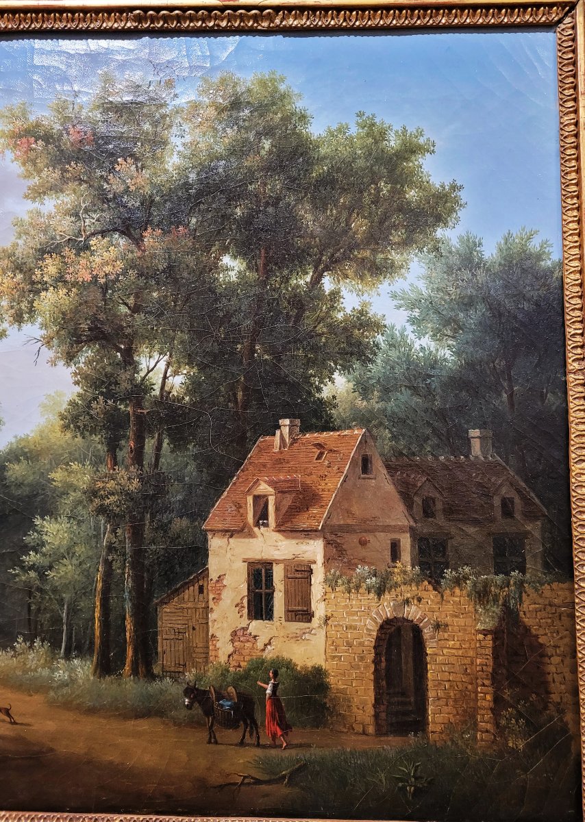 Pierre Joseph PETIT (1768-1825) Paysage forestier animé-photo-1