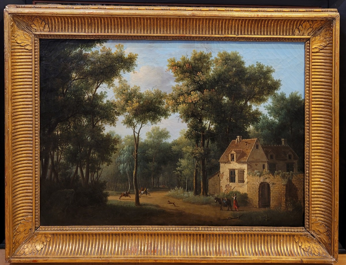 Pierre Joseph PETIT (1768-1825) Paysage forestier animé