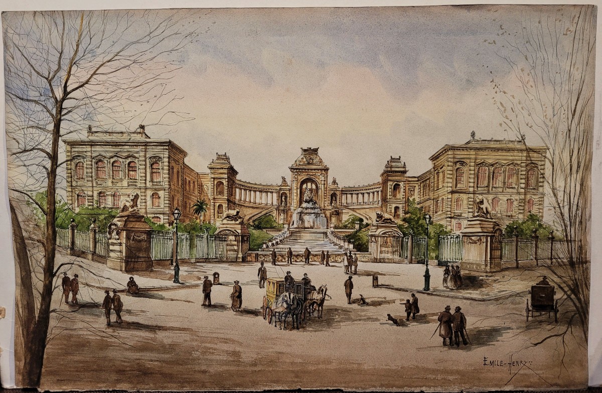 Emile Henry (1842 - 1920) - Marseille, The Palais Longchamp-photo-2