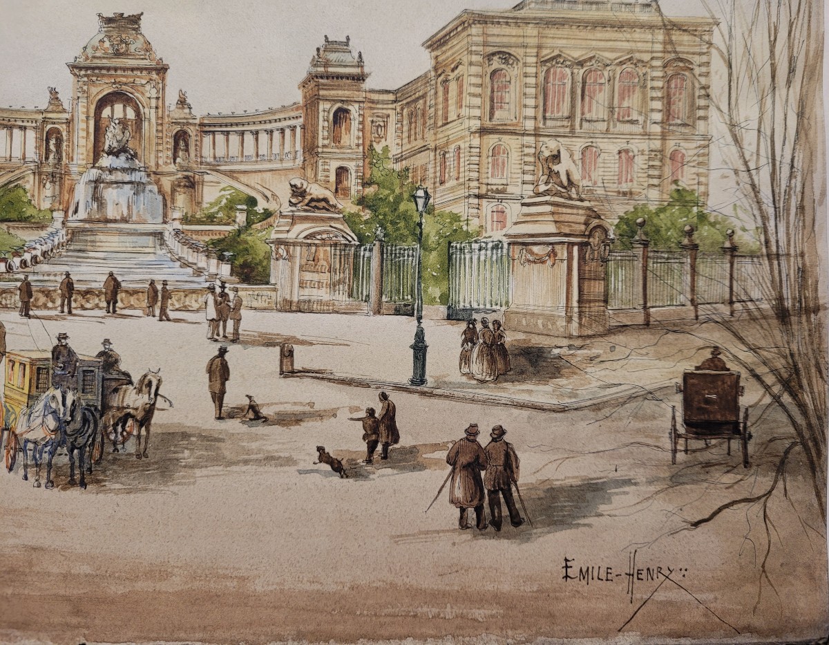 Emile Henry (1842 - 1920) - Marseille, The Palais Longchamp-photo-3