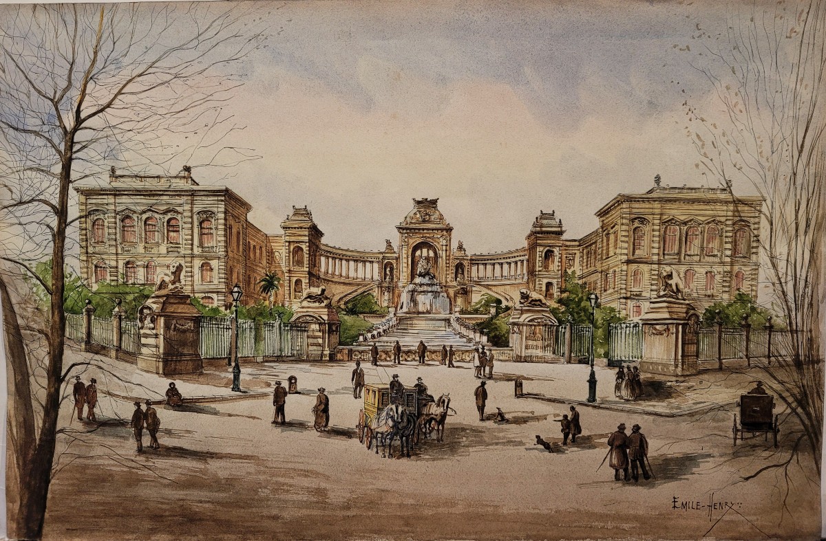 Emile Henry (1842 - 1920) - Marseille, The Palais Longchamp