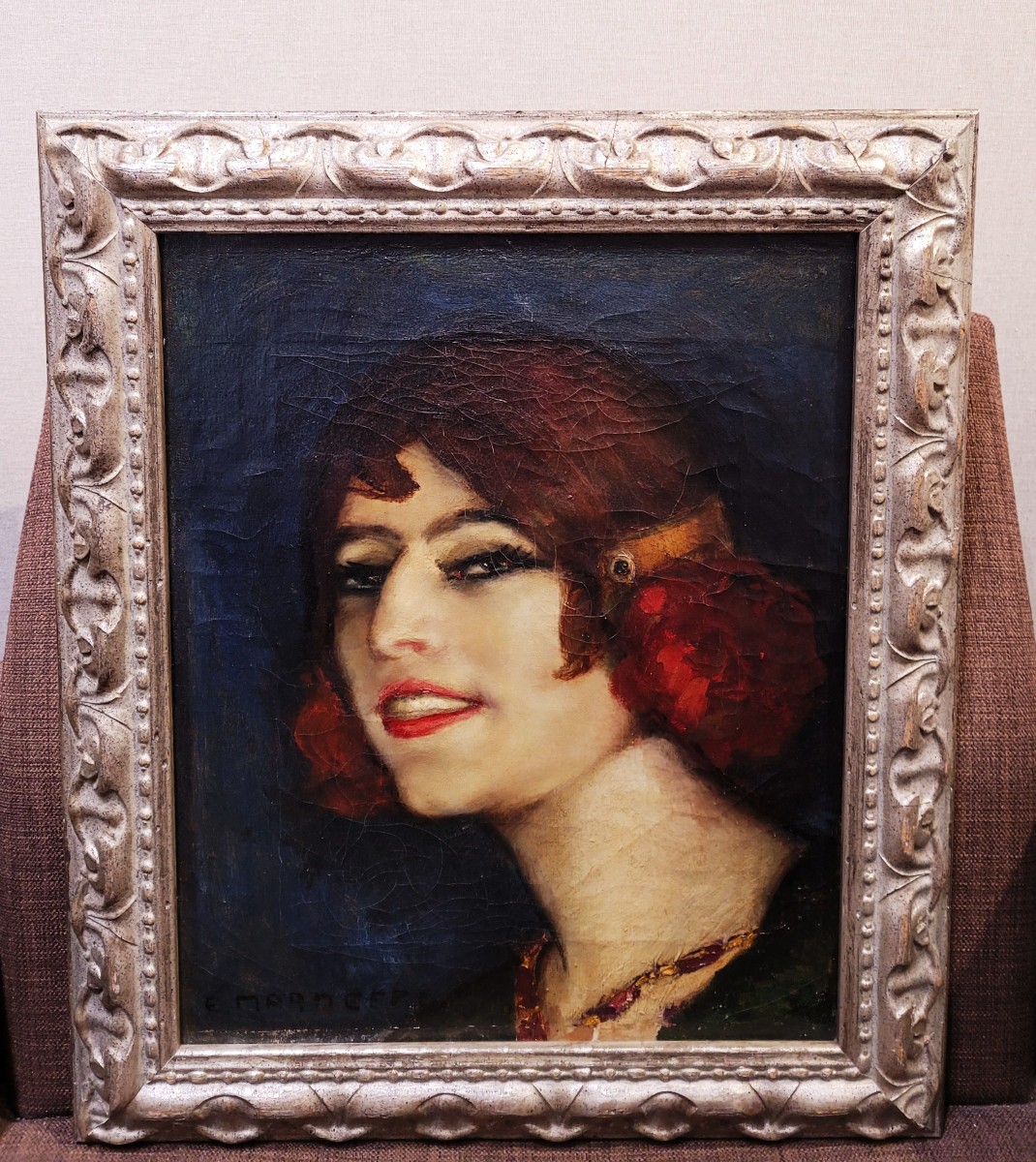 Ernest Marneffe (1866-1920) Portrait Of A Woman With A Necklace-photo-4