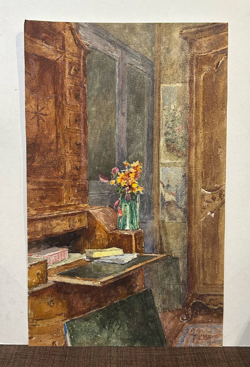 L. Gentil - Intérieur au vase de fleurs-photo-2