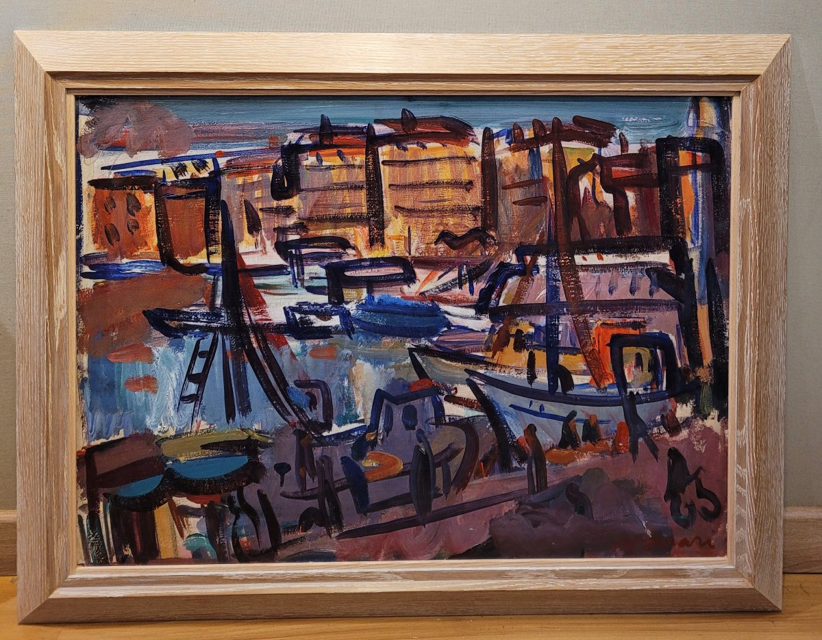 Antoine Ferrari (1910-1995) Le Vieux Port à Marseille-photo-2