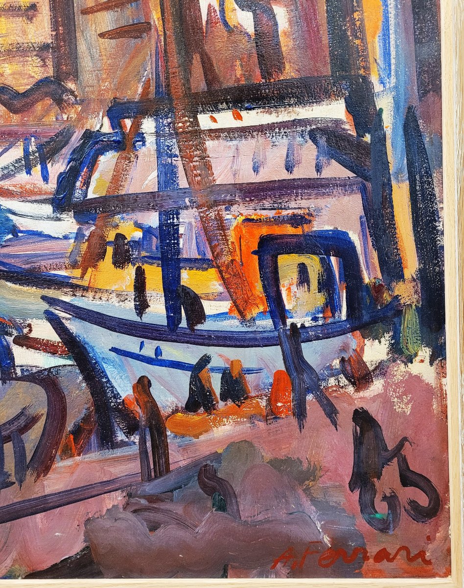 Antoine Ferrari (1910-1995) Le Vieux Port à Marseille-photo-3