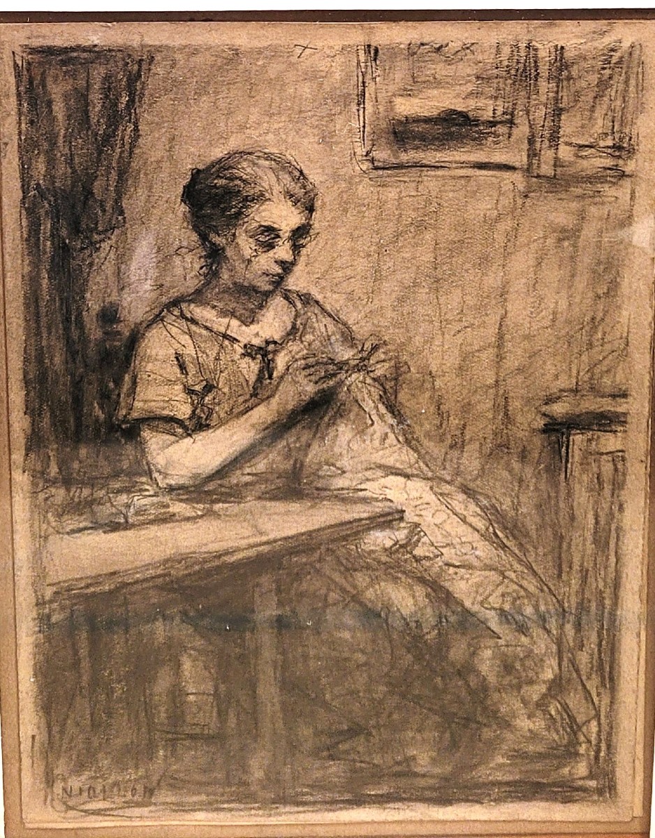 Barthélémy NIOLLON  (1849-1927)  La couseuse