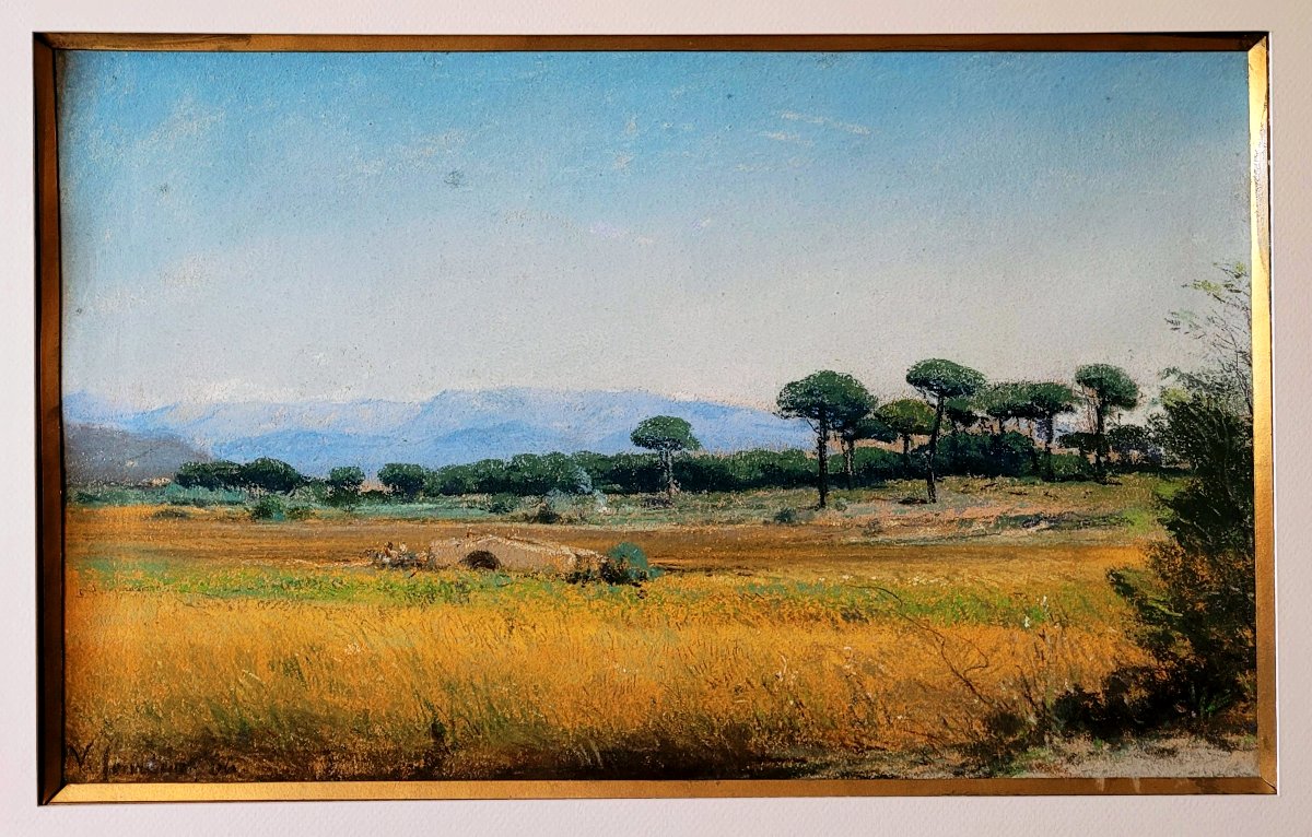 Vincent Courdouan (1810-1893) Landscape With Pine Trees-photo-2