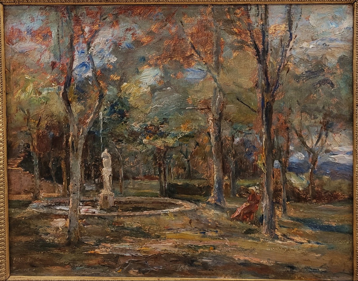  Barthélémy NIOLLON  (1849-1927)   Femme assise dans le parc