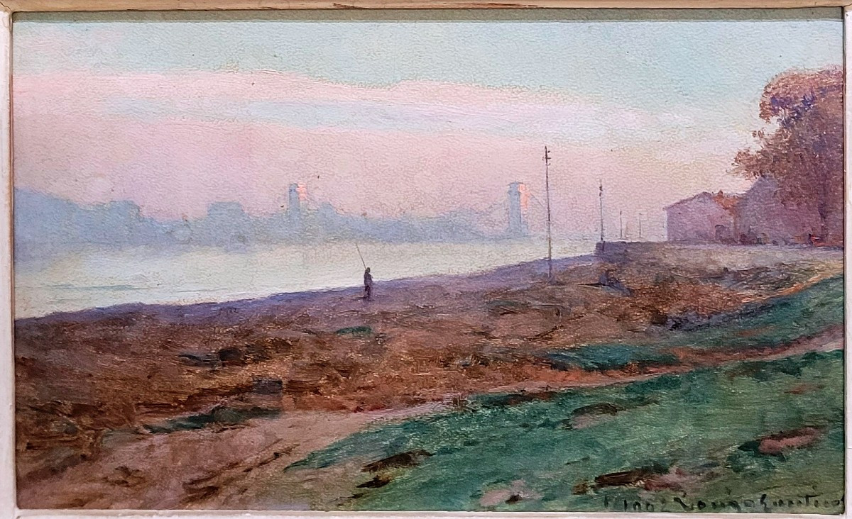 Louis Gautier (1855-1947) Banks Of The Rhône In Avignon